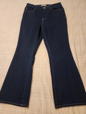 Warp & Weft Dark Blue Women's Bootcut Hi-Rise Jeans 16W Stretch Western